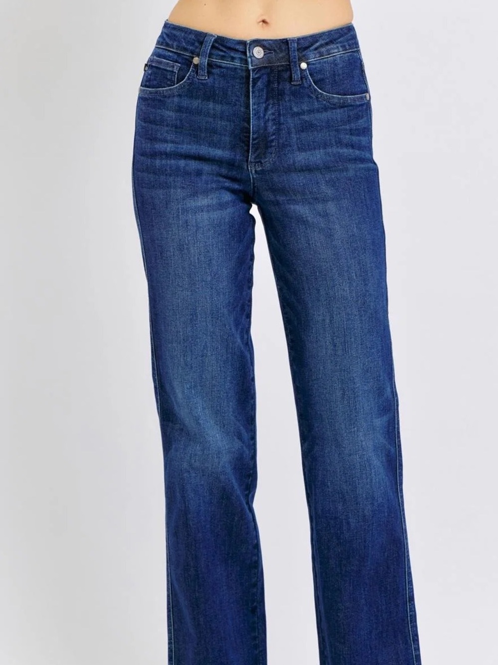 Judy Blue Tummy Control Straight Jeans Raw Hem 29.5” inseam Straight Leg Size 9